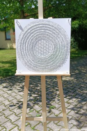 ZAKÁZKOVÁ REALIZACE paní Pavlínka - ... MOTIV MANDALA - BÍLÁ ... - original, plátno 50x50cm