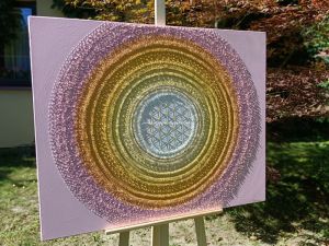 ... MANDALA - JEMNOST, NĚHA ... - original, plátno 100x80cm, akryl s diamantovými křišťály