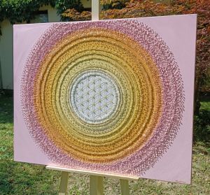 ... MANDALA - JEMNOST, NĚHA ... - original, plátno 100x80cm, akryl s diamantovými křišťály