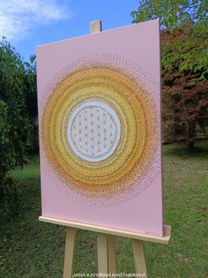 ZAKÁZKOVÁ REALIZACE - paní Markétka BRNO - CHVILKA PRO TEBE - ... MANDALA - JEMNOST NĚHA ... - original, plátno 50x70cm, akryl s diamantovými křišťály