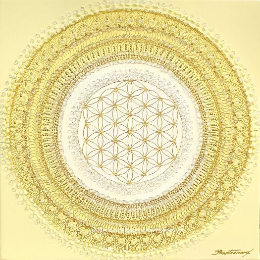 ... SLUNEČNÍ MANDALA - MALIČKÁ ... - plátno 30x30cm, akryl s diamantovými křišťály