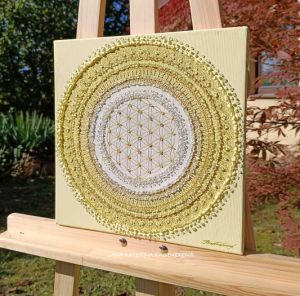 ... SLUNEČNÍ MANDALA - MALIČKÁ ... - plátno 30x30cm, akryl s diamantovými křišťály