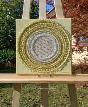 ... SLUNEČNÍ MANDALA - MALIČKÁ ... - plátno 30x30cm, akryl s diamantovými křišťály