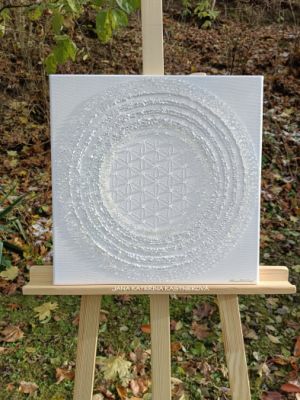 ... MOTIV MANDALA - BÍLÁ IV. ... - original, plátno 40x40cm, technika akryl s diamantovými křišťály